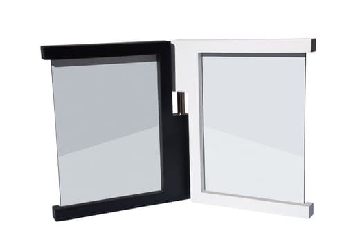 Stylish black and white photo frame on the two photos.