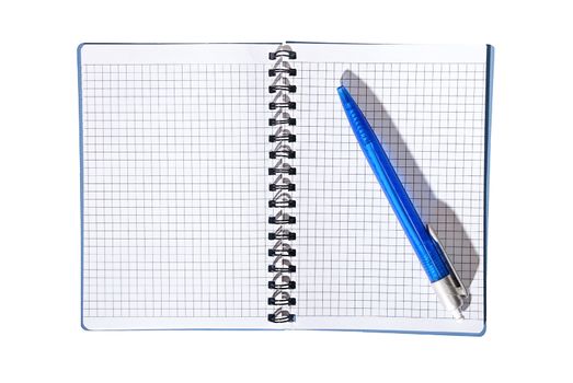 Paper notebook with pen isolated on the white background.