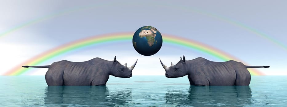 rhinoceros and sky blue
