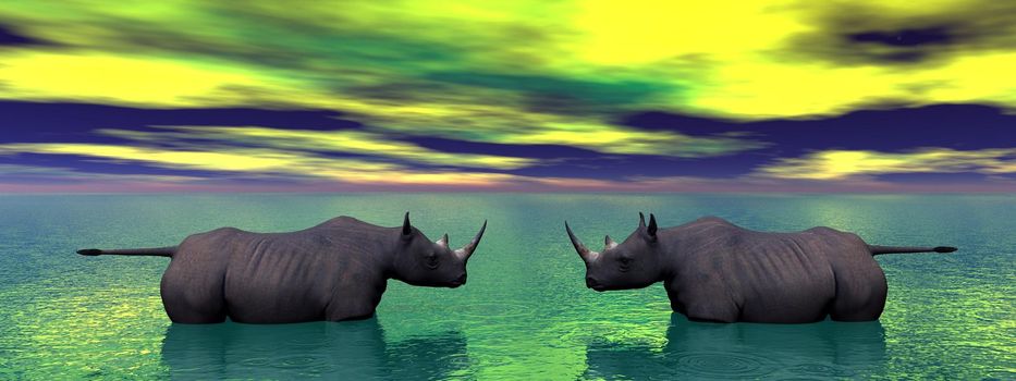 rhinoceros and sky yellow