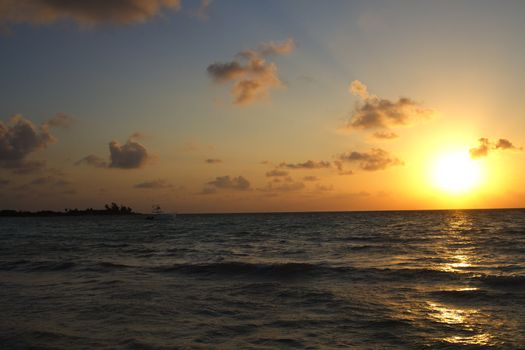Sun rising over the ocean