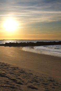 Sunrise over the Coney's island beach in november