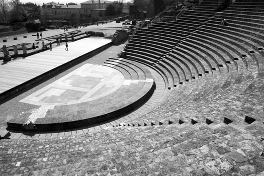 Remains of the Ancient Theater of Fourvière in Lyon, France.