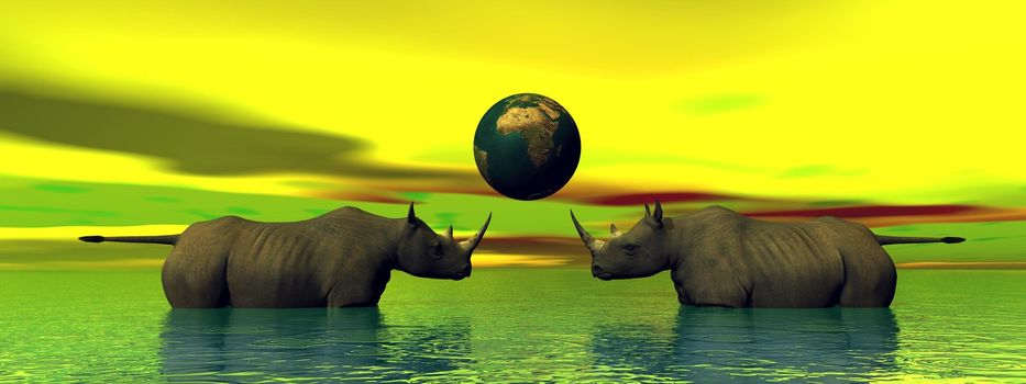 rhinoceros and planet