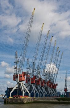 Cranes in the Rotterdam Europort harbor, Netherlands