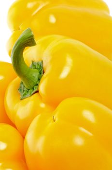 Yellow Bell Peppers Clipping Path close up on white background