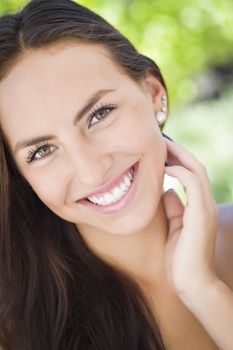 Attractive Mixed Race Girl Portrait Outdoors.