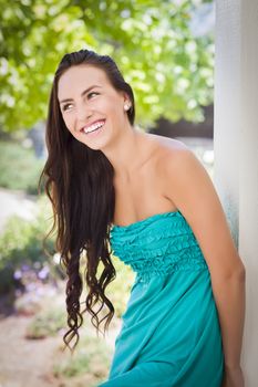 Attractive Mixed Race Girl Portrait Outdoors.