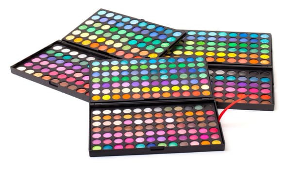 Set of Multicolored Eyeshadows on white background