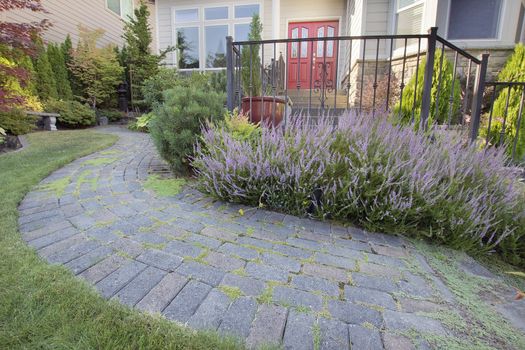 Frontyard Garden Curved Paver Walkway