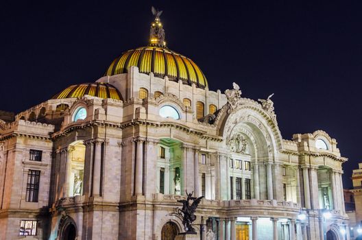 Palace of Fine Arts in Mexico City seen at night