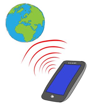 smart phone connect to globe,telecommunica tion concept
