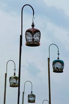 bird in the cage on the background