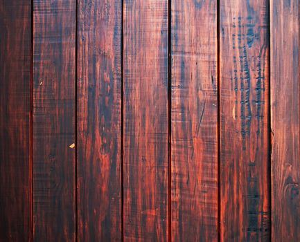 Close-up view of dark real wooden wall texture