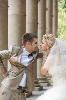 Young married couple in the wedding day