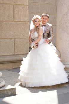 Young married couple in the wedding day