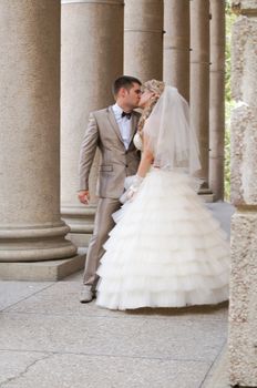 Young married couple in the wedding day