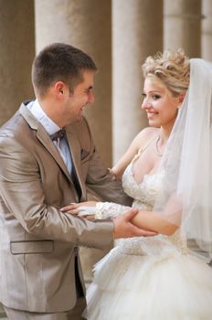 Young married couple in the wedding day