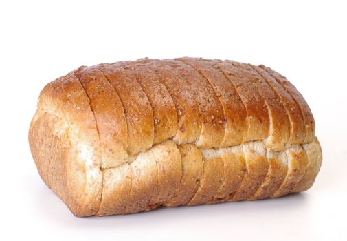 Whole wheat bread on white background