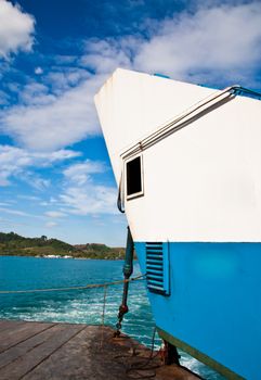 TRAT, THAILAND: rear of the ferry. A boat across to Koh Chang in Thailand