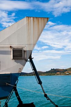 TRAT, THAILAND: rear of the ferry. A boat across to Koh Chang in Thailand