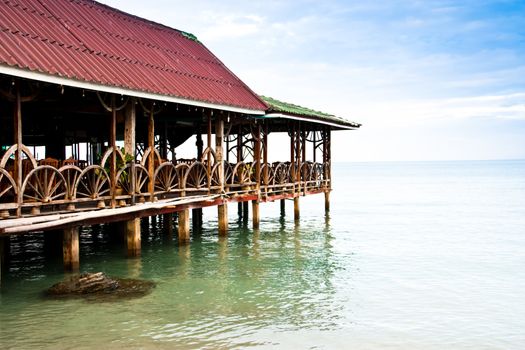 Restaurant jutting out into the sea. Located on Koh Chang in Thailand