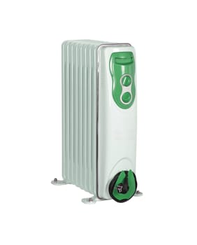 One white electrical radiator on white background