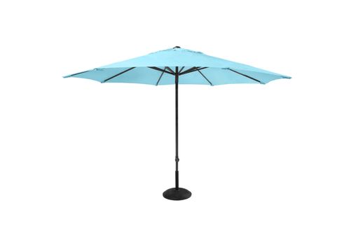 Blue beach umbrella isolated on white background