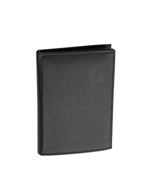 Black leather case on white background