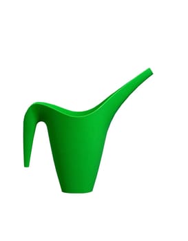 Green Plastic Watering Can Isolated on White