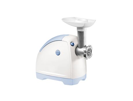 Force-meat and meat grinder. Isolated over white