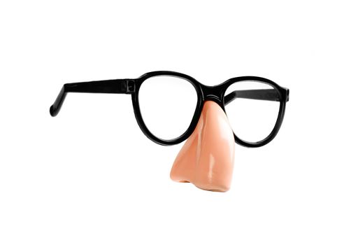 Funny disguise glasses and nose isolated