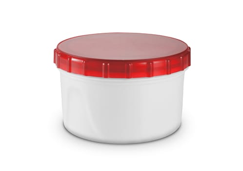 round plastic container on white background