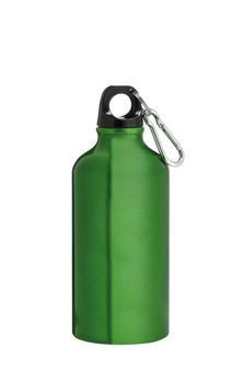 Metal water flask on a white background
