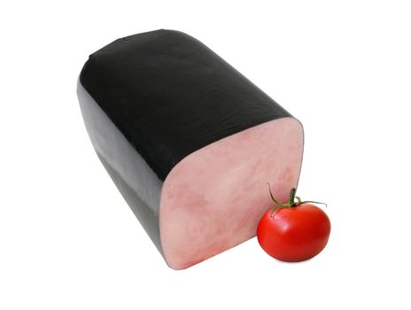 Chiken toast kielbasa on white background