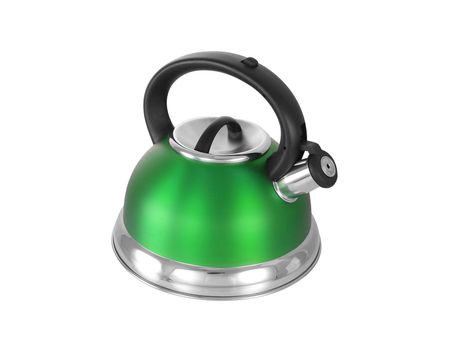 green kettle isolated on white background