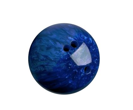 blue marbled bowling ball isolated on white