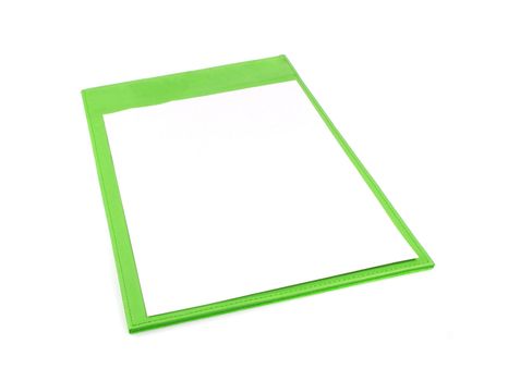 Green clipboard isolated on white