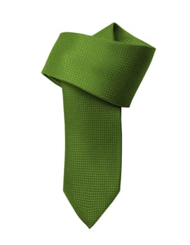 Green tie close up on white background
