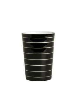 Black striped mug isolated on white