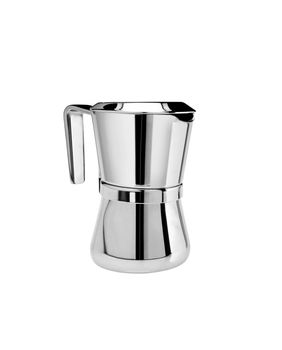 Metal tea pot on white background
