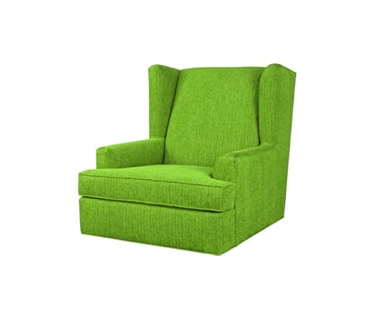 Green armchair isolated on white