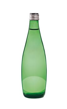 Green bottle. On a white background.