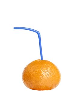 Tangerine with tubule isolated on white