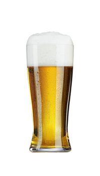 Glass of beer with isolated on white