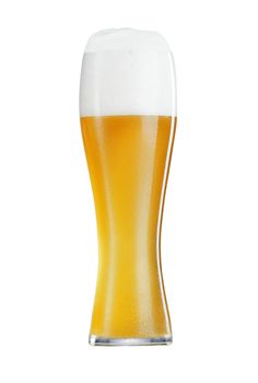 Glass of beer close-up with froth
