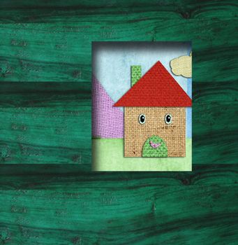 child background wooden little house scrapbooking, copy space