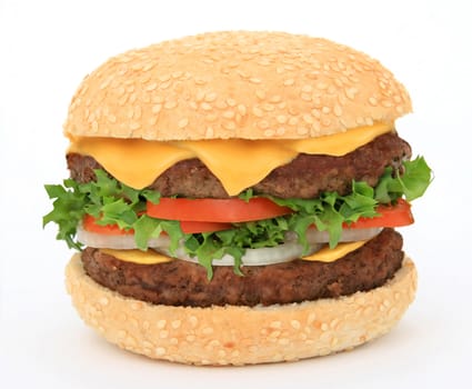 big hamburger isolated on white