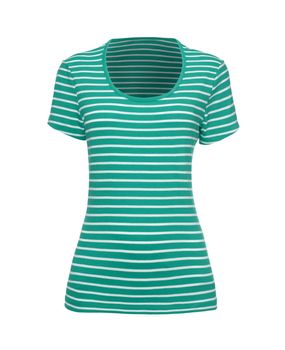 green and white striped t-shirt