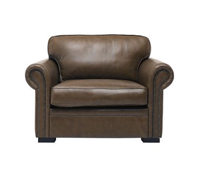 antique leather armchair isolated on white background